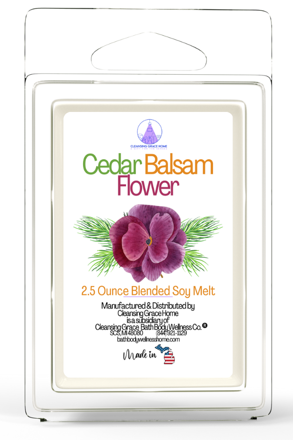 Cedar Balsam Flower 2.5 Oz Masculine Scented Wax Cubes for Tealight or UL-Listed Electric Warmer by Cleansing Grace