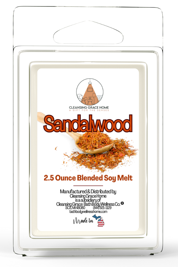 Sandalwood Scented 2.5 Ounce Wax Cubes for Tealight or UL-Listed Electric Warmer by Cleansing Grace