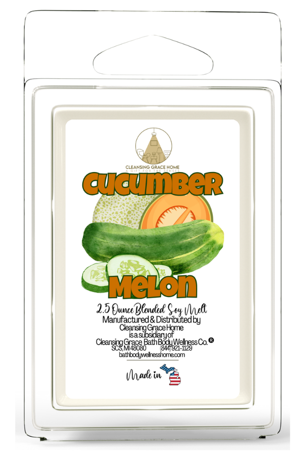 Cucumber Melon Scented 2.5 Ounce Wax Cubes for Tealight or UL-Listed Electric Warmer by Cleansing Grace