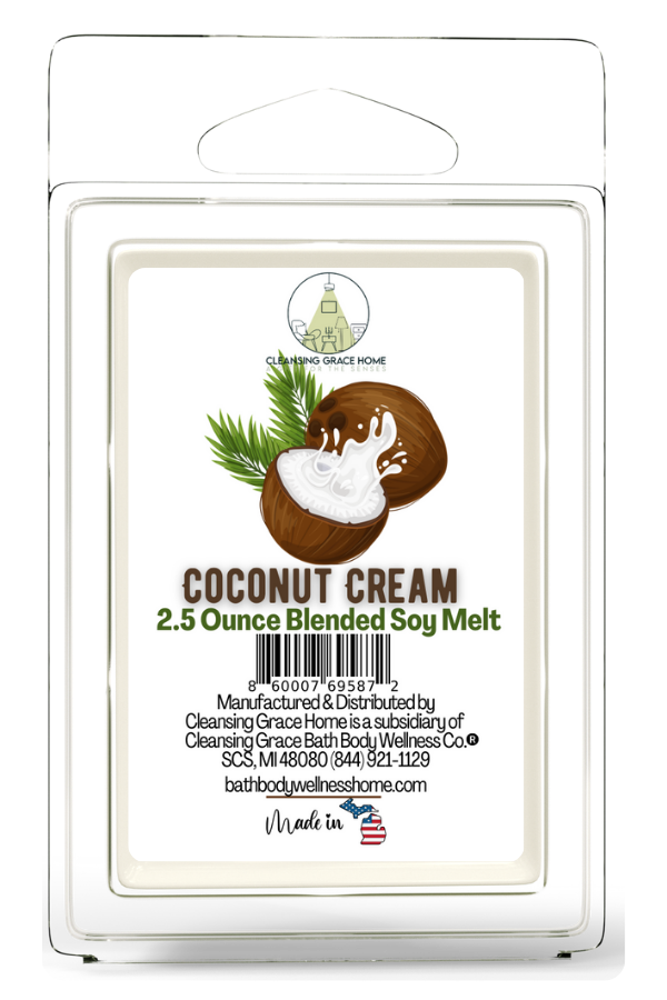 Coconut Cream Scented 2.5 Ounce Wax Cubes for Tealight or UL-Listed Electric Warmer by Cleansing Grace