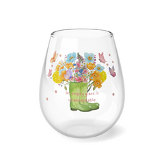 Customizable Decorative Stemless Wine Glass | Rainboots