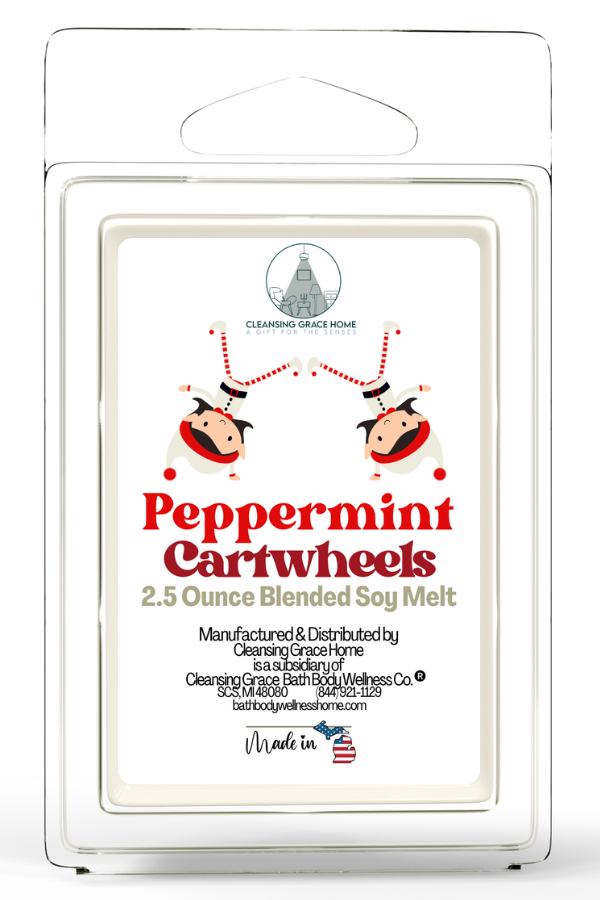 Peppermint Cartwheels Scented 2.5 Ounce Wax Cubes for Tealight or UL-Listed Electric Warmer by Cleansing Grace