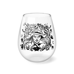 Customizable Decorative Stemless Wine Glass | Grimaced Witch