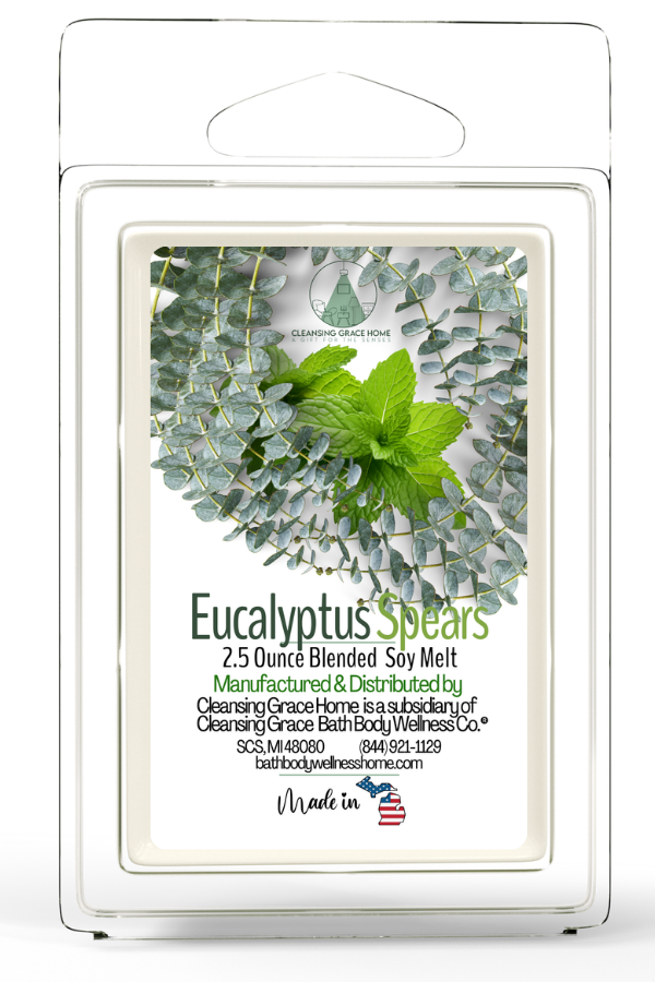 Eucalyptus Spears Scented 2.5 Ounce Wax Cubes for Tealight or UL-Listed Electric Warmer by Cleansing Grace