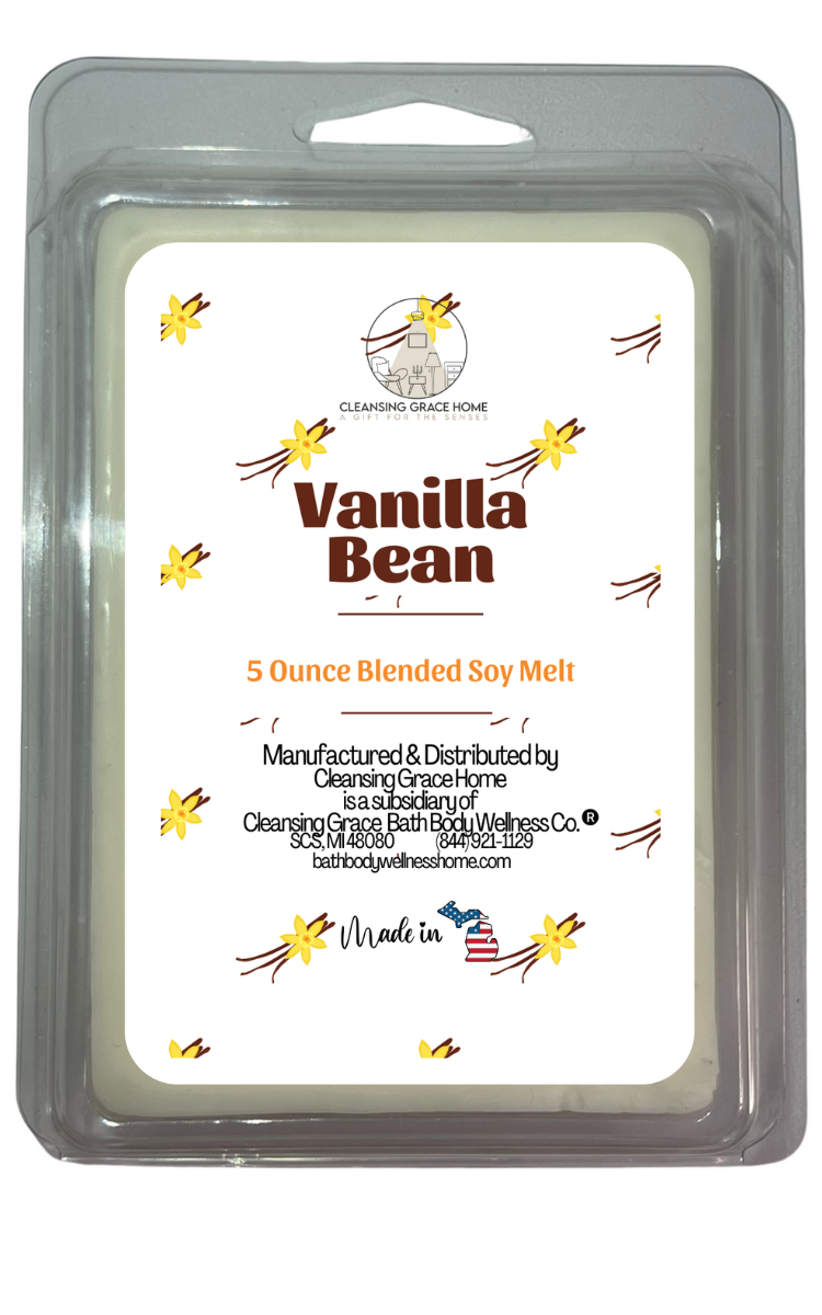 Vanilla Bean Scented 5 Ounce Double Pack Wax Cubes for Tealight or UL-Listed Electric Warmer by Cleansing Grace