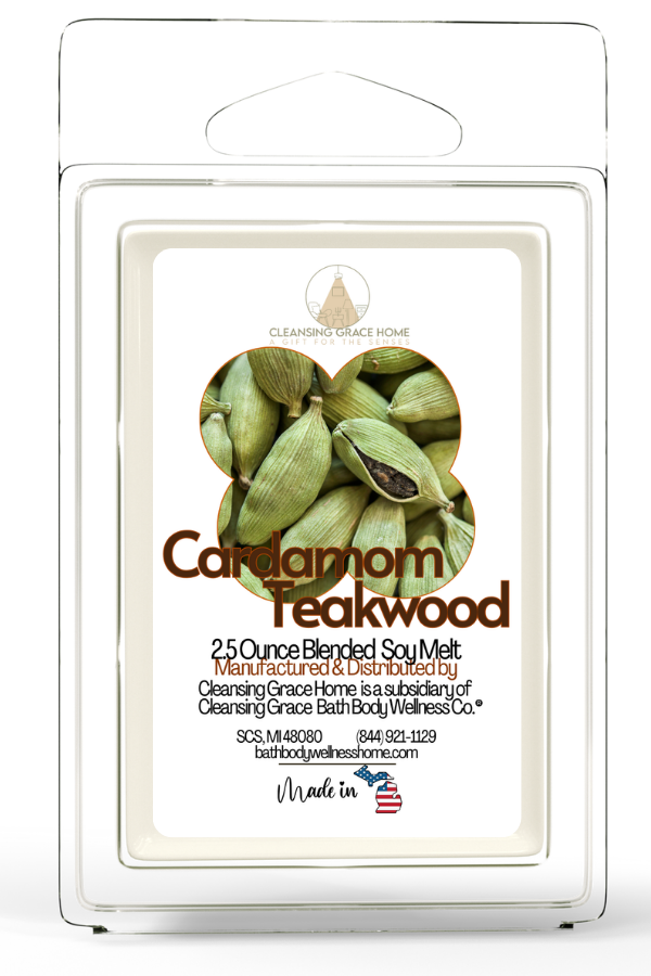 Cardamom Teakwood 2.5 Oz Masculine Scented Wax Cubes for Tealight or UL-Listed Electric Warmer by Cleansing Grace