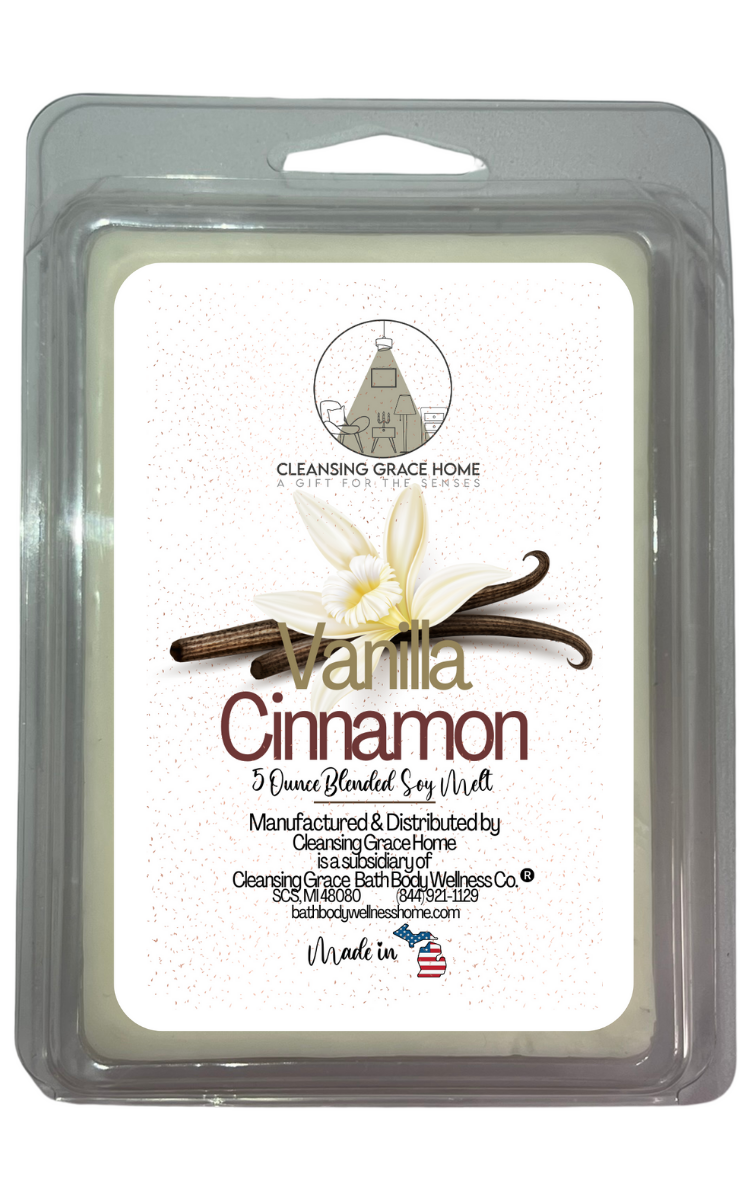 Vanilla Cinnamon Scented 5 Ounce Double Pack Wax Cubes for Tealight or UL-Listed Electric Warmer by Cleansing Grace