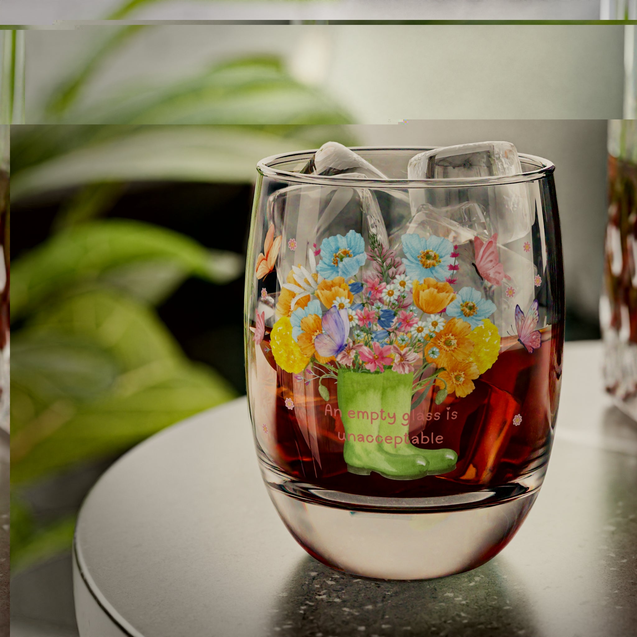 Decorative Drinking Vessel | Rainboots | Seasonal Design | Whiskey Glass