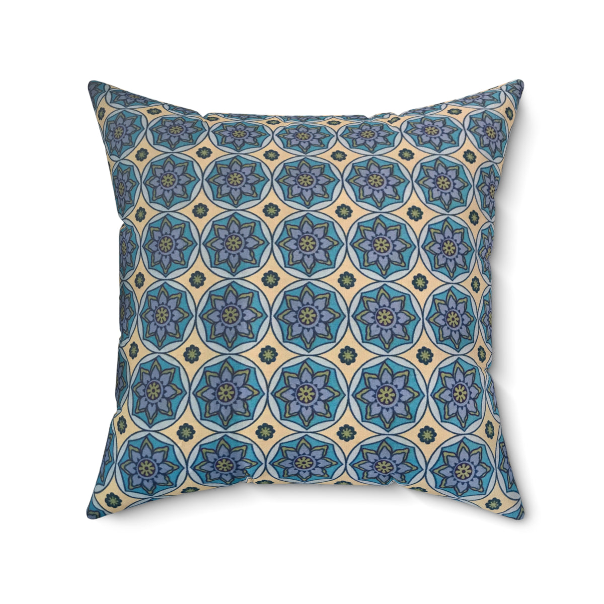 Blooming Lotus Eight Point Star-like Decorative Multi-Color Throw Pillow Cover