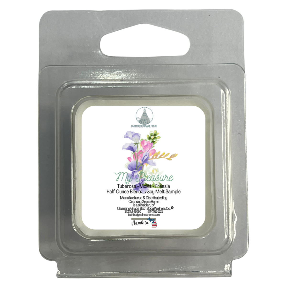 My Pleasure Woody Floral Scented Half Ounce Wax Melt Sample for Warmers by Cleansing Grace