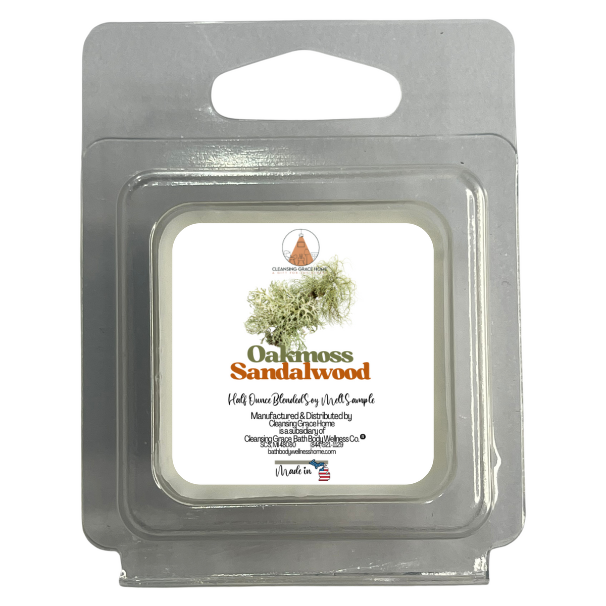 Oakmoss Sandalwood Masculine Scented Half Ounce Wax Melt Sample for Warmers by Cleansing Grace