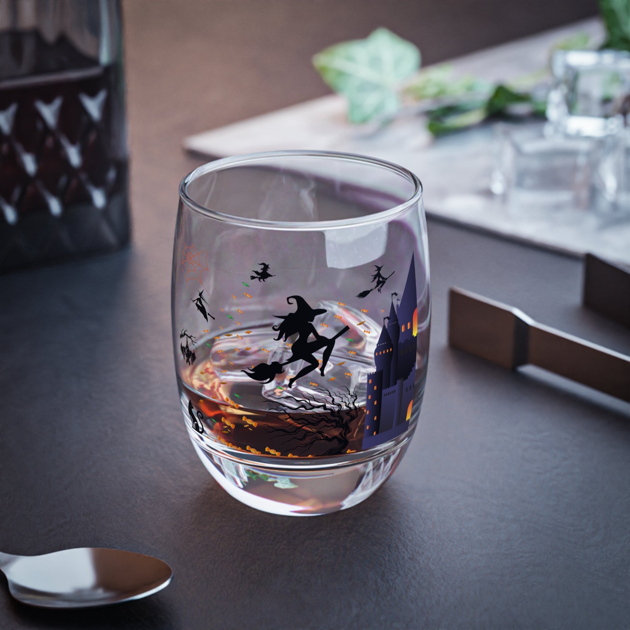 Decorative Drinking Vessel | Witch Distributing Candy | Whiskey Glass